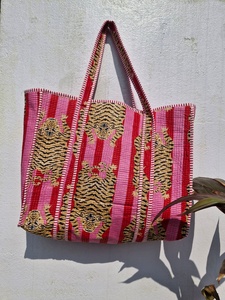 Bolso Tote Ligero Acolchado de Algodón de Color Sólido, Estilo Vintage, Hecho a Mano, con Cremallera, para el Hombro, Reutilizable, para Compras, Viajes y Uso Diario - Product Image 1