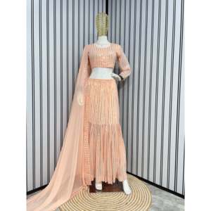 Lehenga choli และ dupatta แฟนซีที่สวยงามสำหรับชุดปาร์ตี้ชุดภูมิภาคที่สง่างาม - Product Image 1
