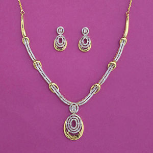 Compre un collar clásico de latón hecho a mano con circonitas, cadena de cuerda y chapado en dos tonos, calidad de exportación, para aniversario 443984 - Product Image 6