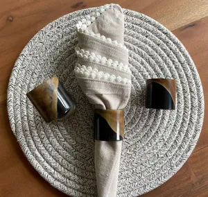 Anillo para Servilletas de Cuerno Natural Hecho a Mano de Lujo, Estilo Rústico Ecológico, Decoración de Mesa de Comedor de Primera Calidad para Regalos, Tradebyd - Product Image 1