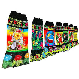 Faldas de mujer estilo High Street, plisadas a media pantorrilla, con cintura elástica, estampado polinesio personalizado, bordado, anti-bolitas, de secado rápido. - Product Image 3