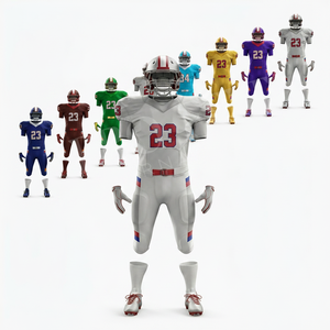 Breathable Mesh American Football Uniform <b>Set</b> White Red Blue Youth Adult Team Jerseys Pants Helmet Practice Game Wear Full Kits - Product Image 1