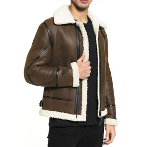 Customized Good Quality Eco-Friendly Garment Dyed Genuine Leather Bomber Jacket <b>Winter</b> <b>Warm</b> <b>Men's</b> Fashion <b>Coat</b> - Product Image 1