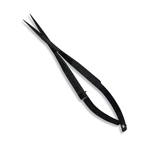 Hot Selling Black Coated Pointed Tip Stainless Steel Cuticle Spring Scissors for Eyelash Eyebrow Makeup <b>Tool</b> with Custom Logo - Product Image 1