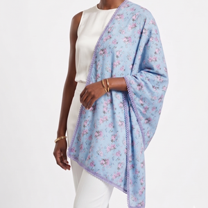 Chal de Viscosa Transpirable con Estampado Floral y Borde de Encaje para Mujer, Uso Diario en Invierno, Estilo Árabe - Product Image 1