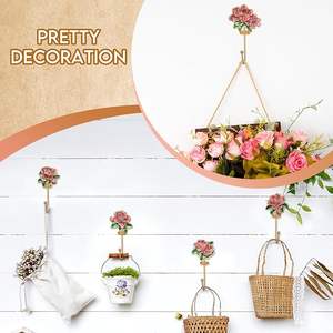 5 crochets muraux décoratifs vintage en forme de fleur, patères murales en métal, jolis crochets, porte-serviettes vintage pour fixation murale - Product Image 3