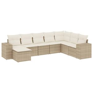 Conjunto de Muebles de Jardín de Ratán Sintético PE Beige y Acero con Recubrimiento en Polvo, Sofá de Patio - Product Image 2