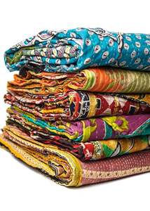 Handmade Indian Kantha <b>Quilt</b> Printed Cotton Bohemian Style All-Season Bedspread Home Decor Coverlet - Product Image 6