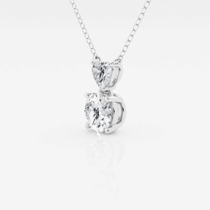 Collar con colgante de corazón de oro blanco y diamante redondo cultivado en laboratorio - Product Image 2
