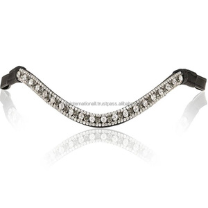 G.K. INTERNATIONAL GKBB 3225 Bandeaux de tête pour chevaux de qualité supérieure en cuir véritable 100% de qualité supérieure avec cristaux - Product Image 3