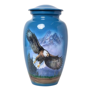 Urne funéraire artisanale en métal pour cendres humaines - Paysage de cerfs dans une forêt paisible - Urne commémorative pour adultes - Product Image 5