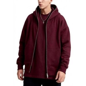 Sudadera con capucha de forro polar con cremallera extragrande para hombre – Sudadera informal cálida y gruesa para invierno - Product Image 6