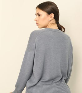 Vente en gros de pulls décontractés en tricot gris surdimensionnés pour femmes, personnalisables, avec pantalon à cordon de serrage, fabricant - Product Image 6