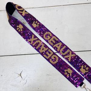 Sangle de sac à bandoulière artisanale CRYSTAL CRAFT pour sacs à main, avec perles, clips métalliques et motif brodé coloré, idéale pour les jours festifs et les événements sportifs - Product Image 1