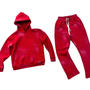 Conjunto Deportivo Personalizado Extra Grande Rojo para Hombre, Sudadera con Capucha y Pantalones de Felpa Gruesa, Ropa Deportiva Unisex - Product Image 4