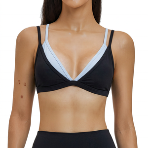 Women's Deep V-Neck Sports Bra Medium Support Breathable solid Color Yoga Top - Product Image 6