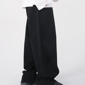 Pantalon en jean bleu foncé tendance 100 % coton délavé, coupe droite, jambe large, grande taille, style streetwear pour homme - Product Image 5