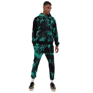 Survêtement épais unisexe tie dye avec logo sérigraphié personnalisé Ensemble sweat à capuche en coton respirant et joggers - Product Image 1