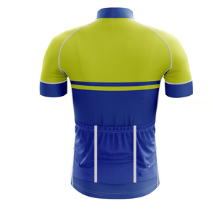 Uniforme de Ciclismo Personalizado Azul y Amarillo, Conjunto de Jersey de Manga Corta y Pantalones Cortos, Uniforme de Ciclismo de Dos Tonos con Bloques de Color, Transpirable para Hombre - Product Image 6