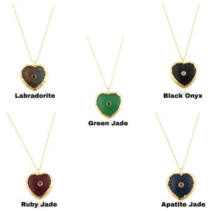 Pendentifs tendance en laiton plaqué or 18 carats avec pierre précieuse sculptée en forme de cœur, vente en gros, bijoux de mode les plus vendus pour femmes, pour mariage - Product Image 3
