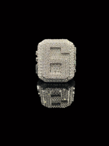 Ice Legacy Montre-bague de luxe en argent sterling plaqué argent avec moissanite taille brillant, sertissage à griffes, design couronne, unisexe, pour le quotidien - Product Image 5