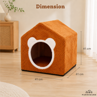 Lit pour animaux de compagnie en forme de maison, confortable et douillet, avec coussin amovible