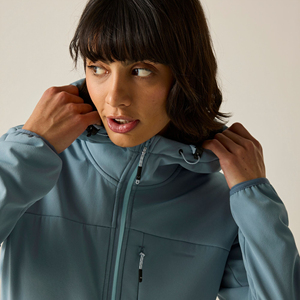 OEM <b>Women's</b> Hooded Softshell <b>Jacket</b> Casual Outdoor Water Resistant Full Zip Utility Pocket Lightweight Performance Outerwear - Product Image 4
