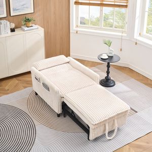 Divano Letto Compatto Beige Confortevole con Cuscino per Camera da Letto, Balcone o Piccolo Appartamento - Product Image 5