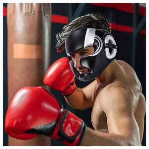 Black PU Leather <b>Boxing</b> Head Guard Protective Gear for Adults Unisex Universal Use - Product Image 5