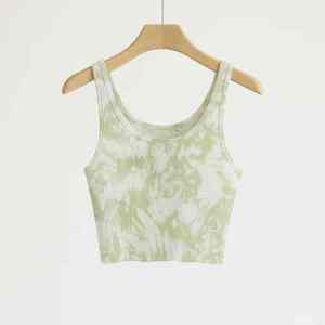 Débardeur court sans manches boutonné pour femme, style décontracté, idéal pour la gym, en Spandex/Coton, couleur unie, respirant - Product Image 5
