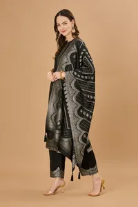 Tissu de Robe Non Cousu en Viscose Tissée Safaa Premium – Élégant Ensemble 3 Pièces Jacquard avec Broderie Zari Argentée pour la Vente en Gros - Product Image 5