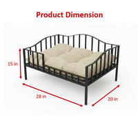 Lit pour animaux de compagnie en fer forgé massif, moderne et élégant, avec coussin en peluche amovible - Confort intérieur durable et élégant pour toutes les saisons, pour chiens
