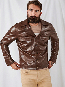 Unisex Premium Genuine Leather <b>Racer</b> <b>Jacket</b> Slim Fit Stand Collar Vintage Distressed Motorcycle Streetwear Coat Front High - Product Image 3