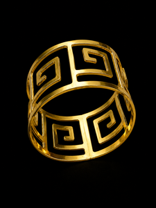 Hollow Brass Napkin <b>Ring</b> with Classic <b>Greek</b> Key Design 5 Cm Width Table Decoration Accessory - Product Image 2