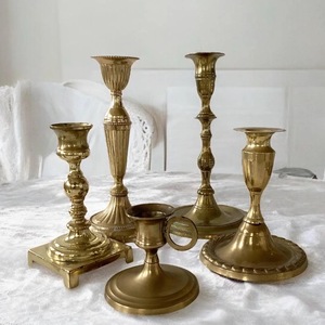 Support de bougie conique vintage en laiton fait main ILAHI, motif gaufré, 1 couleur, haute qualité, résistant à la chaleur, pour la maison et Noël - Product Image 2