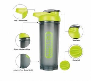 Urban Brand Green Plastic <b>Shaker</b> <b>Bottle</b> With Flip Lid Reusable For Travel Modern Design 700ml - Product Image 2