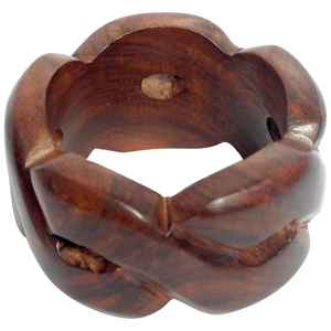 Brazalete de Madera de Mango Hecho a Mano, Joyería Escultural Moderna, Brazalete de Madera Sisoo con Diseño Curvo y Facetado, Ligero y Atrevido - Product Image 2