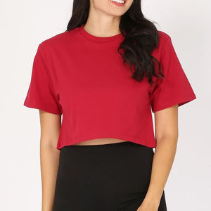 เสื้อยืดครอปท็อปโอเวอร์ไซส์สำหรับผู้หญิง ลายพิมพ์เรียบ คอกลม แขนสั้น เสื้อกล้ามไซส์ใหญ่ รับทำโลโก้ แฟชั่นลำลอง ขายส่ง OEM - Product Image 5