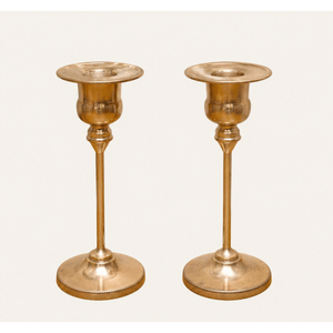 Handcrafted Solid Brass <b>Taper</b> <b>Candle</b> Holder Set Elegant Victorian Style Gold Candlestick Stands for Wedding Centerpieces - Product Image 5
