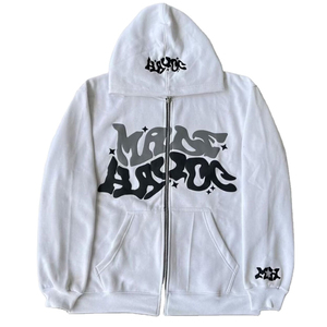 Sweat à capuche streetwear à fermeture éclair intégrale – Impression 3D en relief personnalisée – Mélange de coton et de polaire - Product Image 1