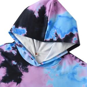 High Quality Unisex Casual <b>Tie</b>-Dyed Hoodie Plus Size <b>Black</b> and Blue Hip Hop All Print Drawstring Pullover for Winter - Product Image 3