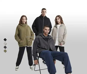 AR2568 Custom Plain 350GSM Streetwear Oversized Zipper Hoodie Heavyweight Blank Men's <b>Zip</b> Up Hoodie - Product Image 3