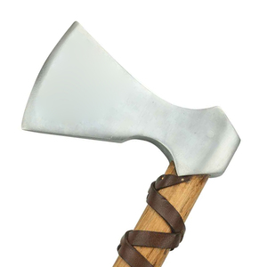 Wood Handle Splitting Axe With Forged Steel Head <b>Leather</b> Wrapped Grip For Firewood Chopping - Product Image 5