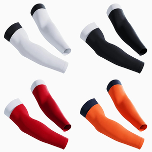 Manchons de compression blancs personnalisables avec logo et bandes colorées, protection UV, pour le basketball et le cyclisme - Product Image 5