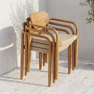 Silla de Comedor Apilable para Exteriores, de Madera de Teca, para Hoteles, Patios, Restaurantes y Resorts, Muebles Comerciales para Hostelería - Product Image 1