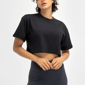 เสื้อครอปท็อปผู้หญิงแบบหลวมๆ ผ้าฝ้ายพิมพ์ลาย แขนยาว ใส่สบาย ระบายอากาศดี สีพื้น รับสกรีนโลโก้ สินค้ามาใหม่ ขายส่ง - Product Image 6