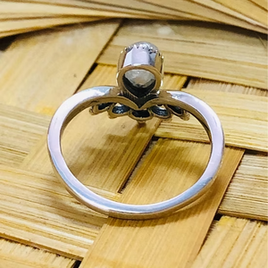 <b>Dainty</b> Crown <b>Ring</b> Made From Solid Sterling Silver With Small Pear Shaped White Moonstone Gemstone Engagement Jewelry - Product Image 4