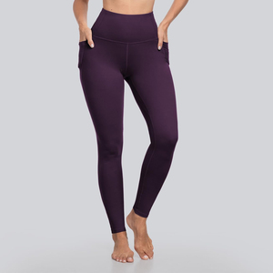 High Waist Yoga Leggings with Side Pocket | <b>Tummy</b> <b>Control</b> Compression Workout Gym Fitness Running Activewear Pants | OEM ODM - Product Image 3