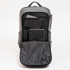 Large capacity multifunctional business <b>backpack</b> dark grey leather <b>backpack</b> <b>waterproof</b> fabric suitable for business people - Product Image 6