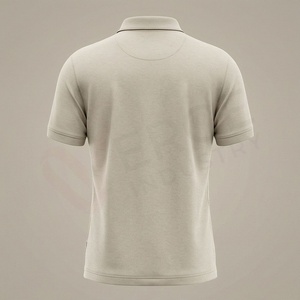 Polo à manches courtes pour homme, beige, 100% coton, tricoté, décontracté, uni, respirant, coupe classique, boutons - Product Image 2